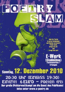 Poetry Slam Plakat Erlangen Dezember 2010